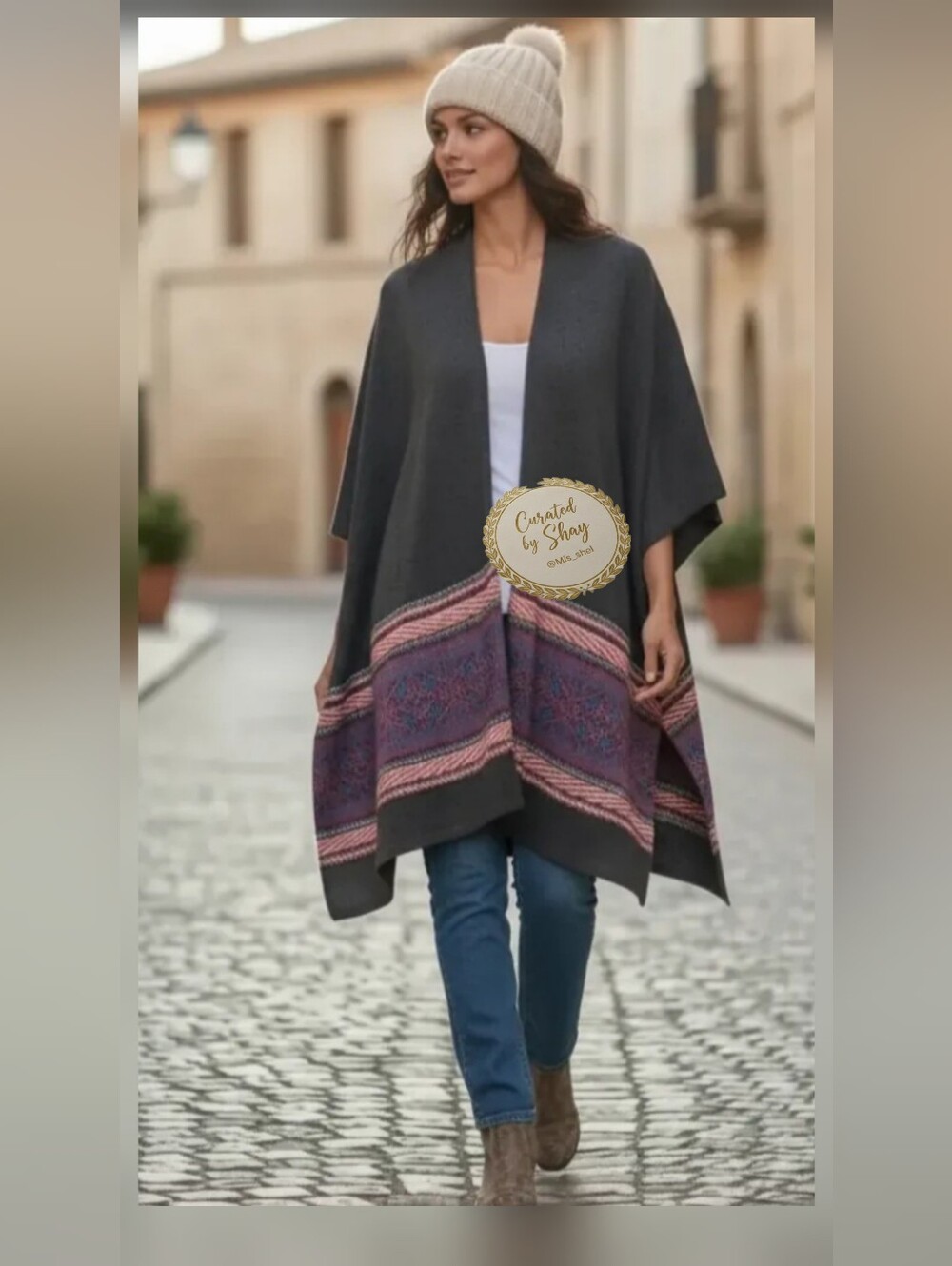 Johnstons of Elgin Cashmere Ruana Cape 100% CASHMERE